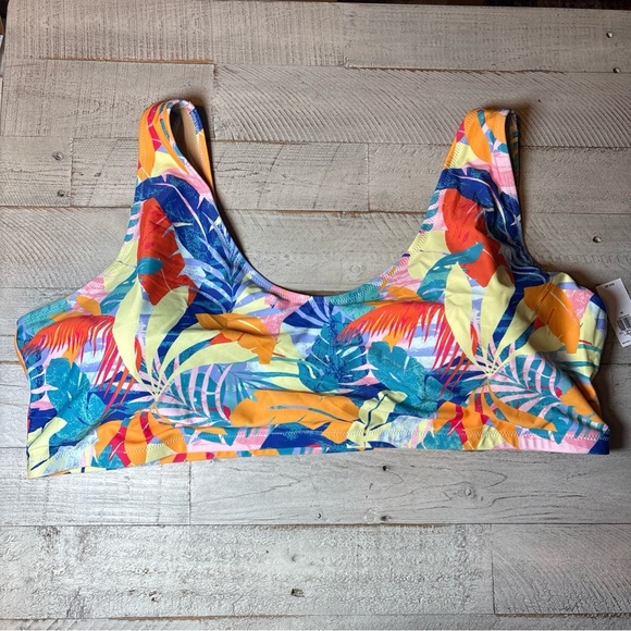 Old Navy Women’s Scoop Bikini Swim Top Orange Blue Size 4X NWT! - Picture 3 of 15